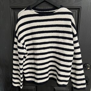 ALLSAINTS Women’s Luca Crew Oversized Stripe Sweater Size Large Cream Black